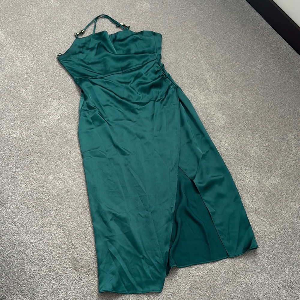 Elegant Green Satin Dress